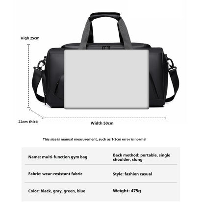 Large Capacity Handbag, Sports Gym Bag, Portable Travel Duffel Bag, Multi-compartment with Shoes Storage