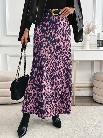 Plus Size Autumn Skirt, Women's A-Line Mid-Length Skirt, Flowy High Waist Tummy Control Style