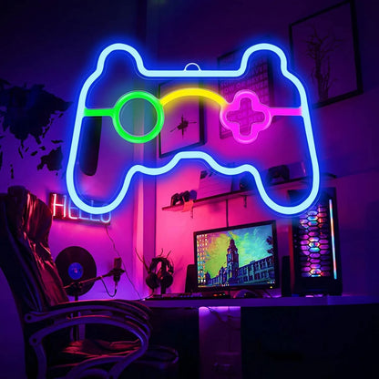 USB Powered Game Controller Neon Light, Gaming Room Decor, Childrens Room Art, LED Neon Sign