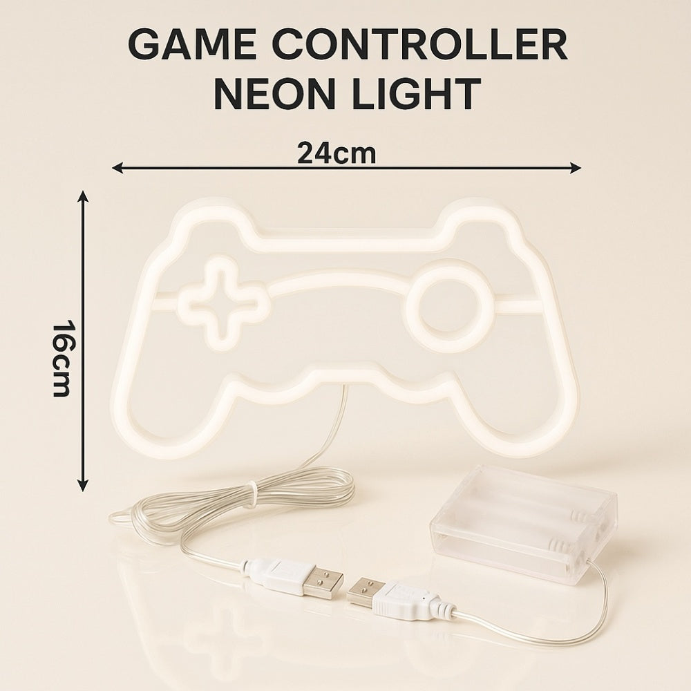 USB Powered Game Controller Neon Light, Gaming Room Decor, Childrens Room Art, LED Neon Sign