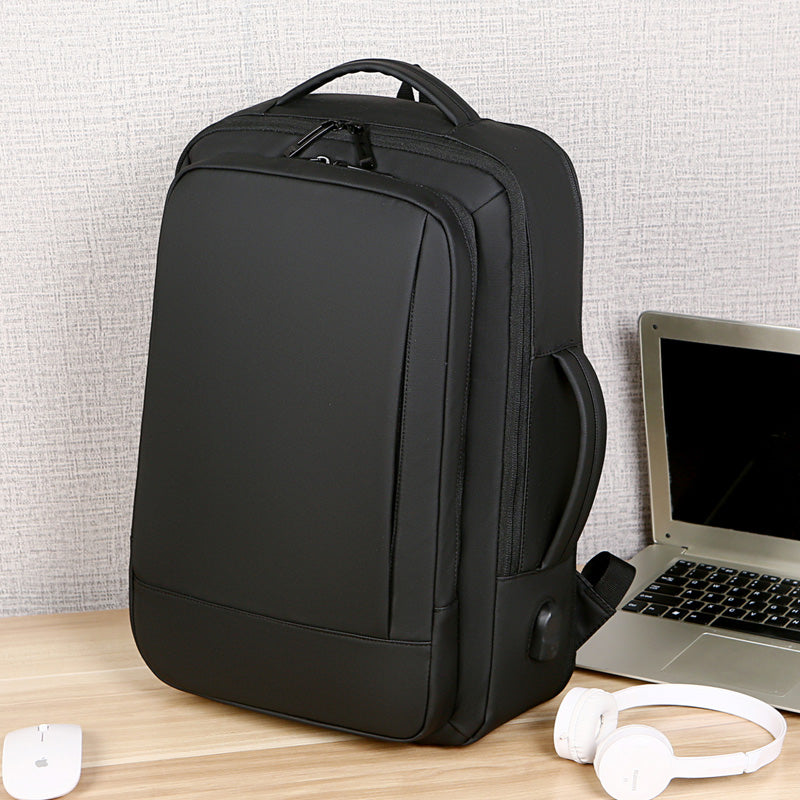 Business Casual Men's Backpack, Expandable Travel Backpack, With USB Charging, Waterproof Fabric, Suitable for Daily Use