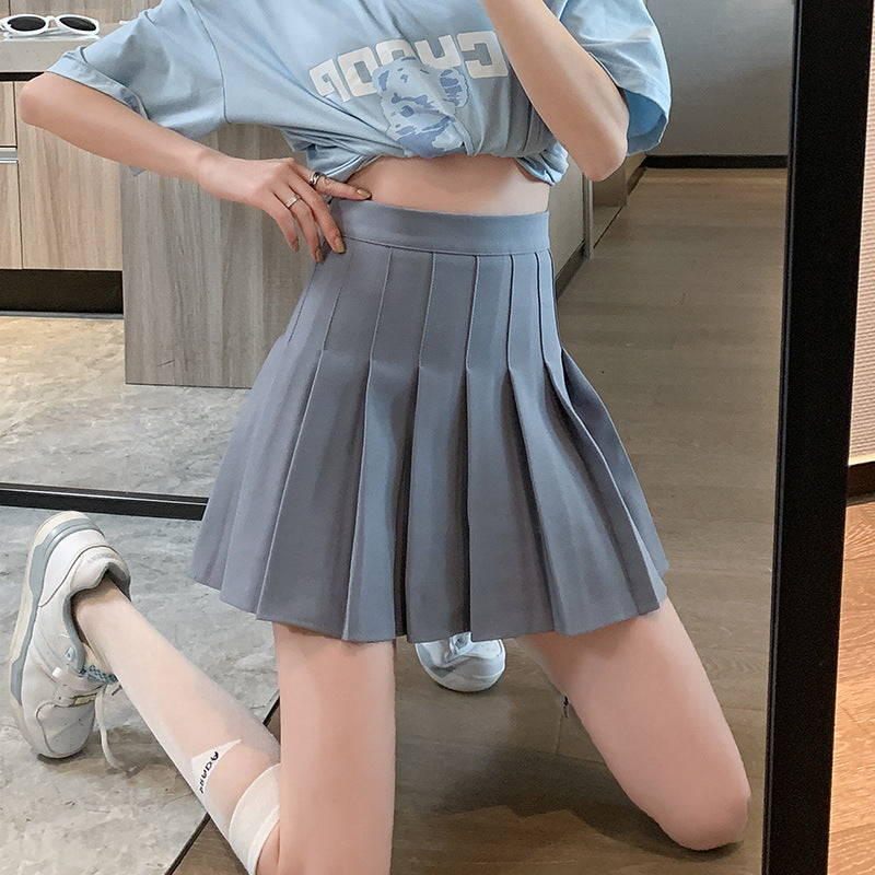 High Waist Pleated Skirt, A Line Mini Skirt, Womens White and Black Fashion Skirt, JK Student Dance Skirt with Zipper