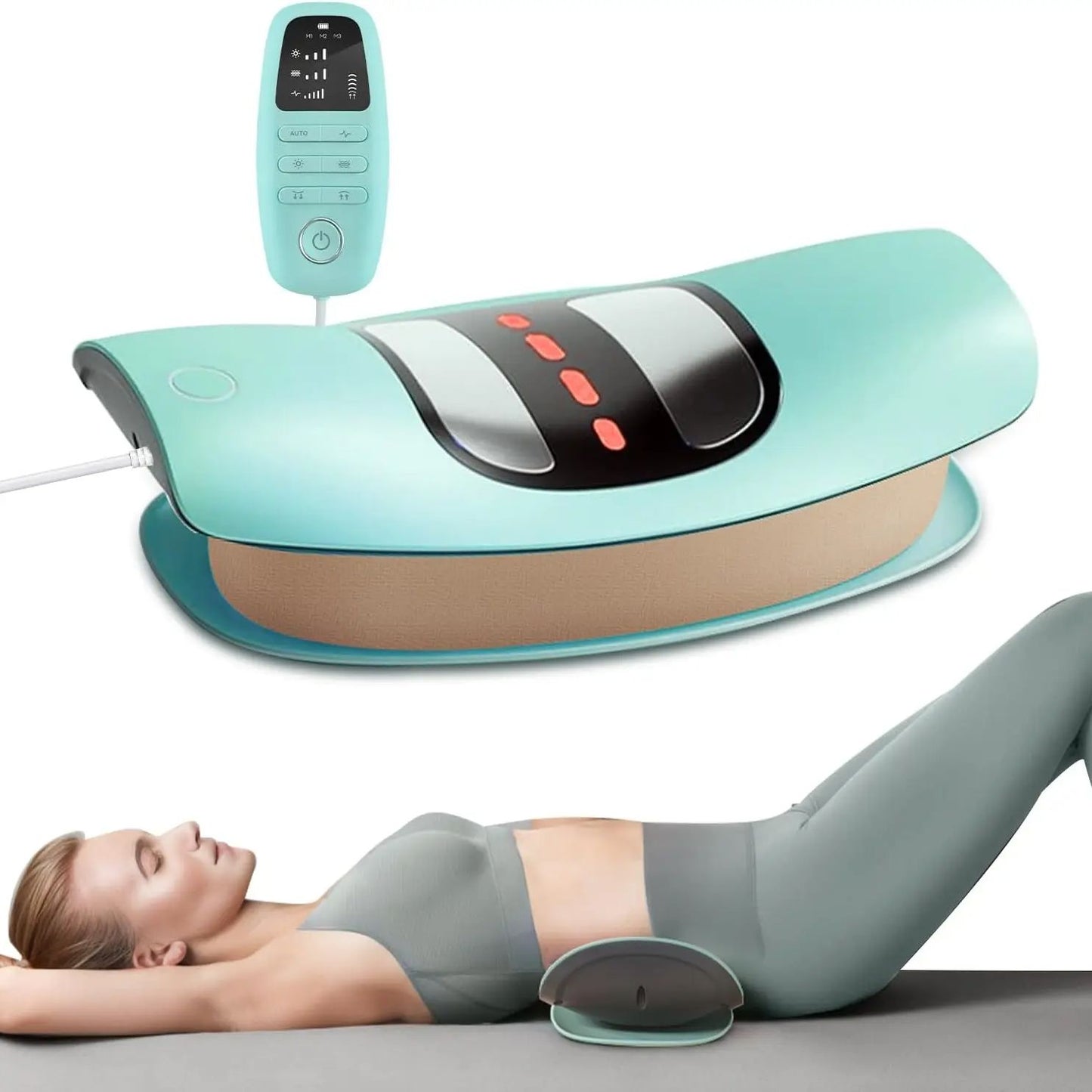 Back Massage Stretcher with Vibration, Multifunctional Lumbar Traction Device, Waist Spine Support Massager