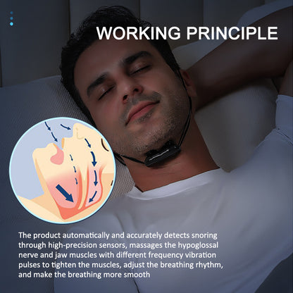 Snoring Solution Throat Massager, Smart Anti Snoring Device, Stop Snore Sleep Apnea Aid, Comfortable Sleep Device