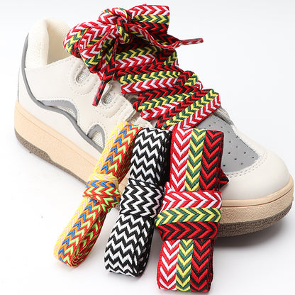 Luxury Wavy Bread Shoe Laces, Flat Shoelaces for Sneakers, Trend Rope Strings for Stylish Shoes