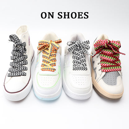 Luxury Wavy Bread Shoe Laces Flat Shoelaces For Sneakers Trend Rope Strings For Stylish Shoes 5