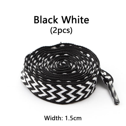 Luxury Wavy Bread Shoe Laces Flat Shoelaces For Sneakers Trend Rope Strings For Stylish Shoes 25
