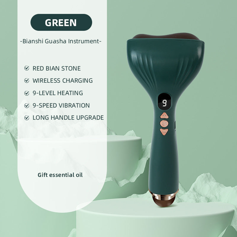 Heated Vibrating Massage Gua Sha Stone Electric Facial Tool Bianstone Face Chin Neck Sculpting Anti 7