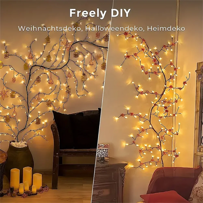 USB Willow Vine Branch Lights, 8 Modes Warm White Light, for Room Wall Kitchen Coffee Shop Christmas Halloween Decor