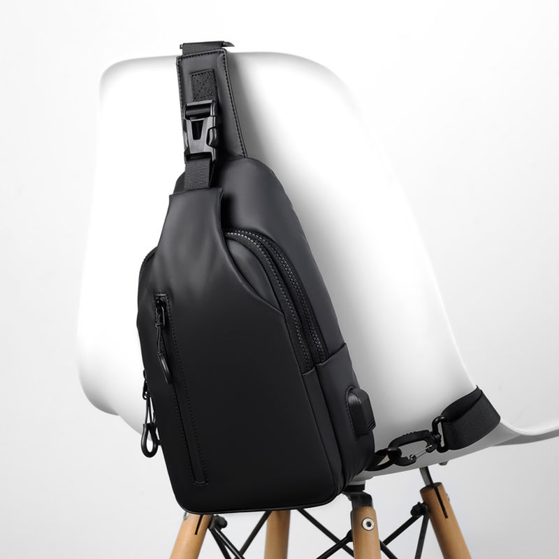 Men's cross bag with USB, multifunctional chest bag, adjustable shoulder strap, daily commuting bag