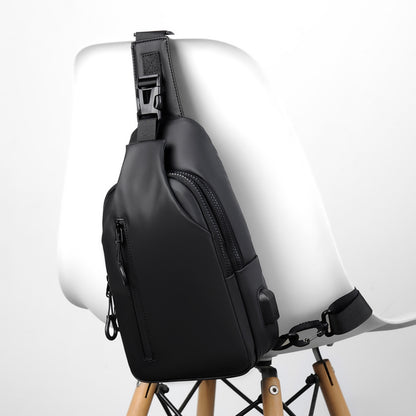 Men's cross bag with USB, multifunctional chest bag, adjustable shoulder strap, daily commuting bag