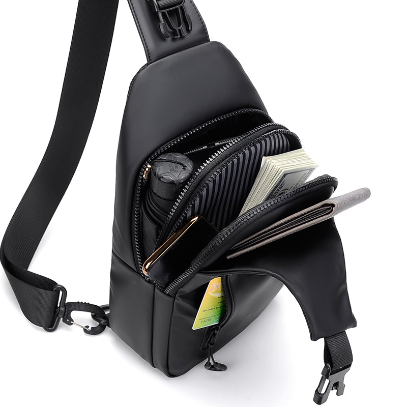 Mens Cross Bag With USB Multifunctional Chest Bag Adjustable Shoulder Strap Daily Commuting Bag 2