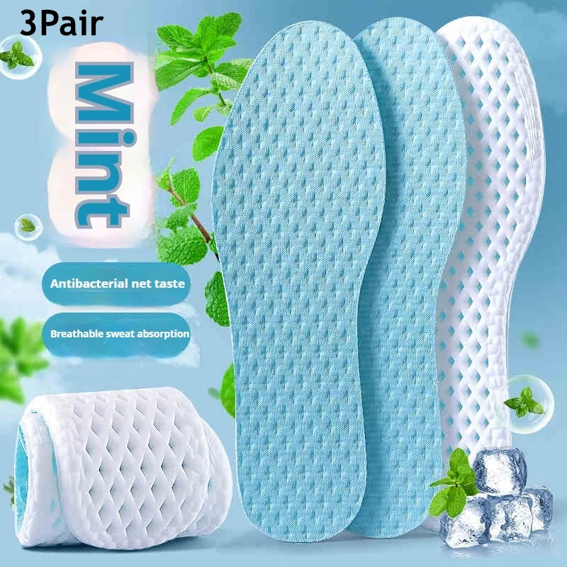 Mens Running Insoles, Breathable Summer Cooling Shoe Pads, Memory Foam Sports Shock Absorbing Soles
