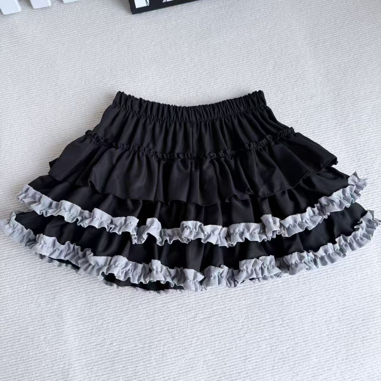 Purple Pumpkin Cake Skirt, Mini Skirt, Sweet Lolita Fashion with Fluffy White Lace and Pleats