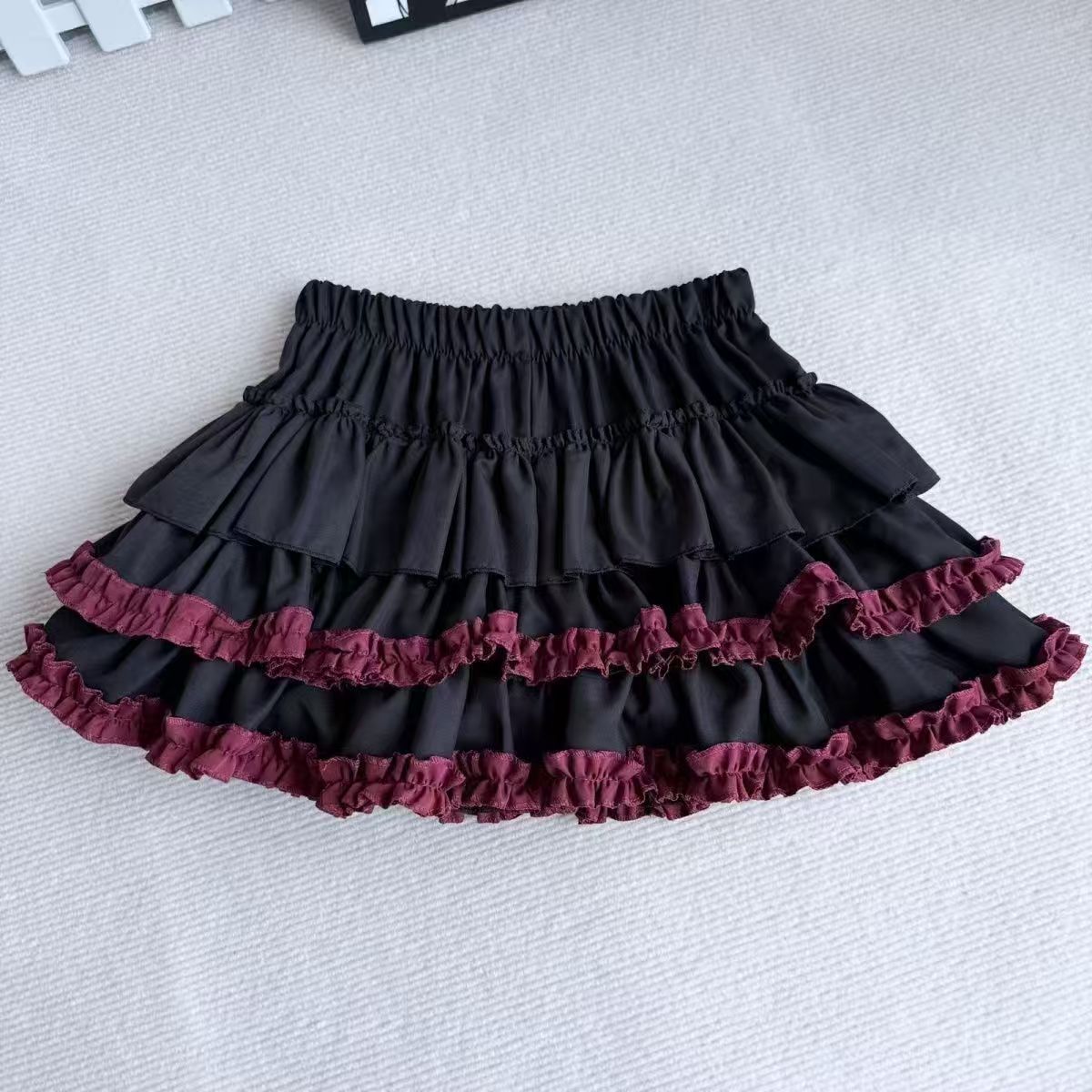Purple Pumpkin Cake Skirt, Mini Skirt, Sweet Lolita Fashion with Fluffy White Lace and Pleats