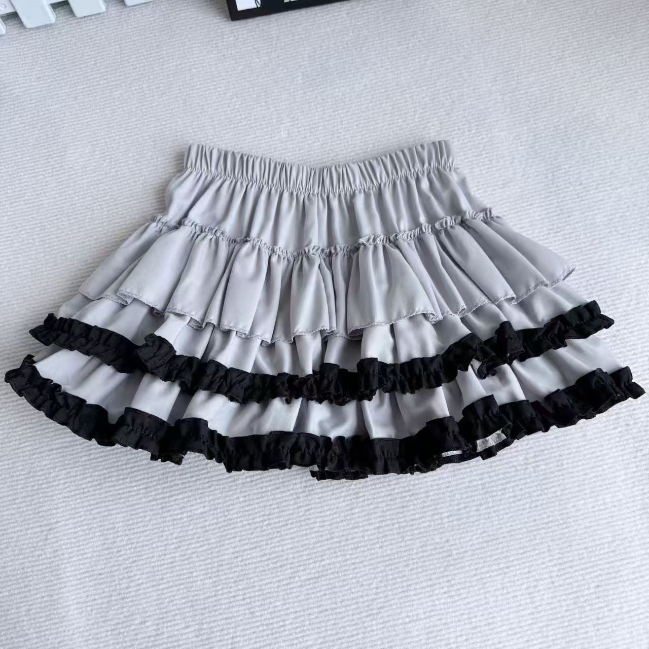 Purple Pumpkin Cake Skirt, Mini Skirt, Sweet Lolita Fashion with Fluffy White Lace and Pleats
