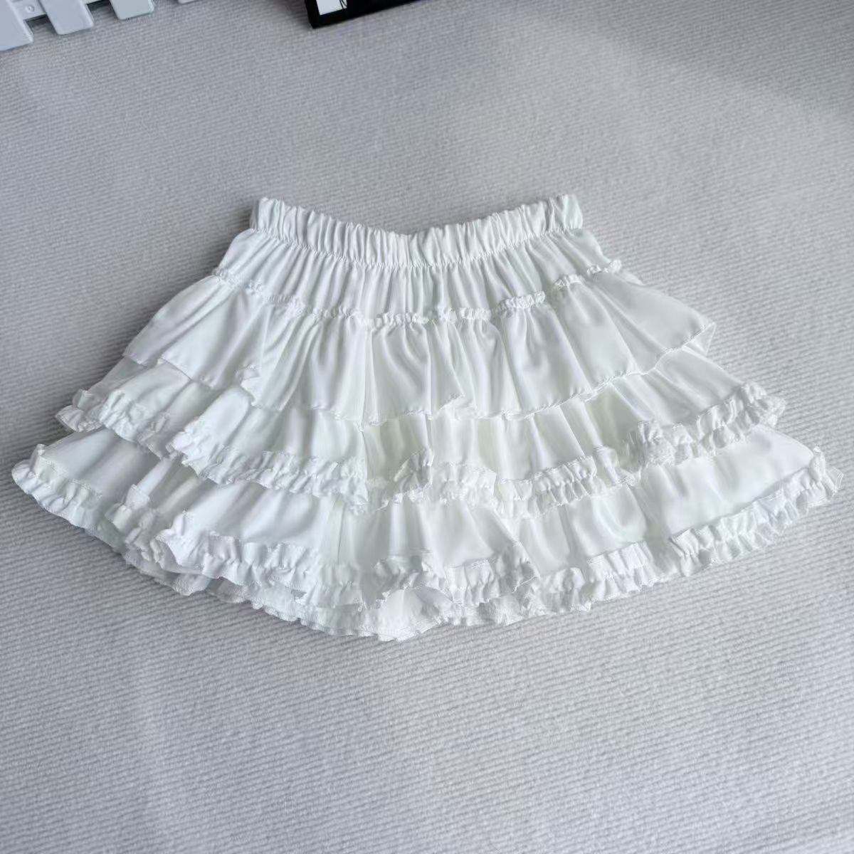 Purple Pumpkin Cake Skirt, Mini Skirt, Sweet Lolita Fashion with Fluffy White Lace and Pleats