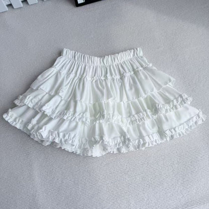 Purple Pumpkin Cake Skirt, Mini Skirt, Sweet Lolita Fashion with Fluffy White Lace and Pleats