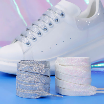 Shiny Flat Glitter Shoelaces Gold Silver Colorful Shoe Strings Athletic Running Sneakers Laces For  1