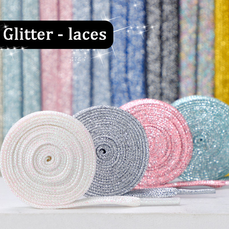 Shiny Flat Glitter Shoelaces Gold Silver Colorful Shoe Strings Athletic Running Sneakers Laces For  2