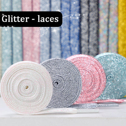Shiny Flat Glitter Shoelaces Gold Silver Colorful Shoe Strings Athletic Running Sneakers Laces For  2