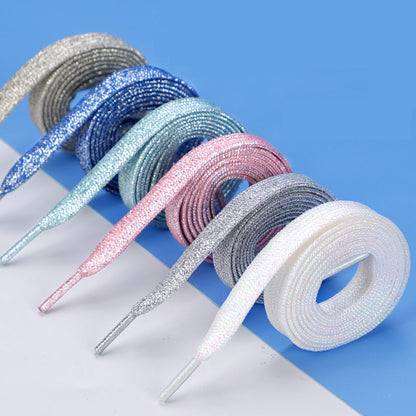Shiny Flat Glitter Shoelaces Gold Silver Colorful Shoe Strings Athletic Running Sneakers Laces For  3