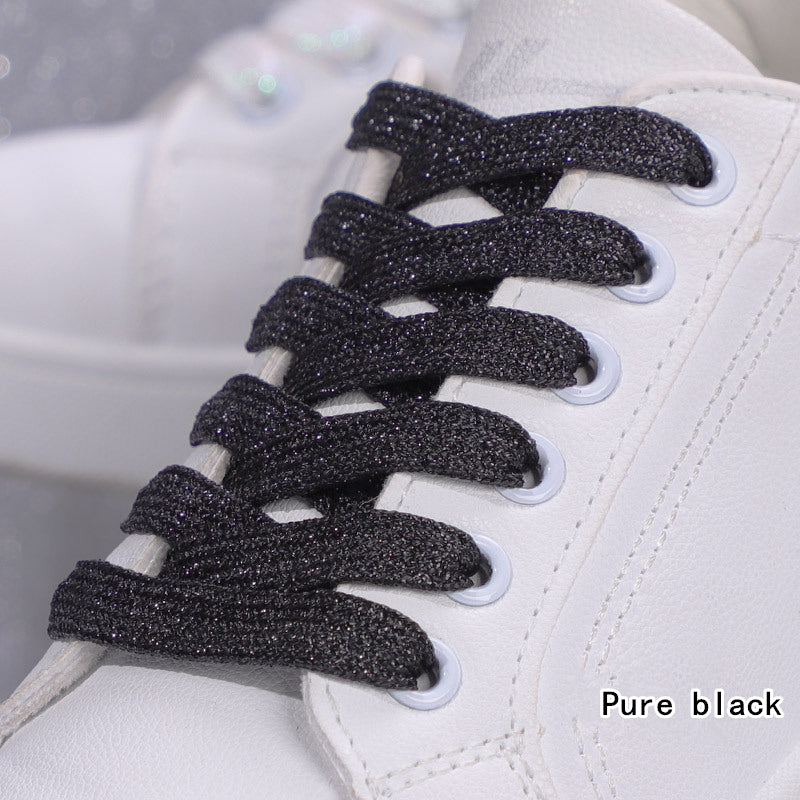 Shiny Flat Glitter Shoelaces Gold Silver Colorful Shoe Strings Athletic Running Sneakers Laces For  7