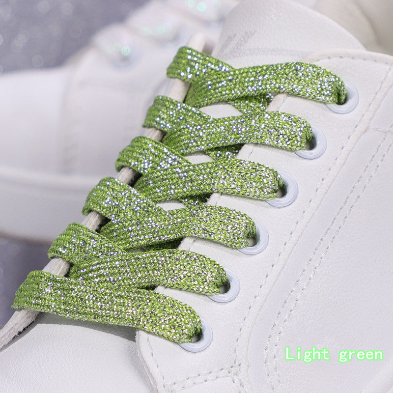 Shiny Flat Glitter Shoelaces Gold Silver Colorful Shoe Strings Athletic Running Sneakers Laces For  9