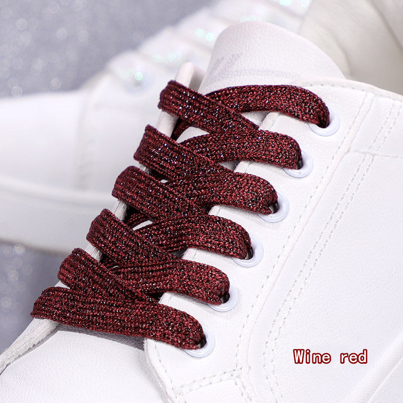 Shiny Flat Glitter Shoelaces Gold Silver Colorful Shoe Strings Athletic Running Sneakers Laces For  11