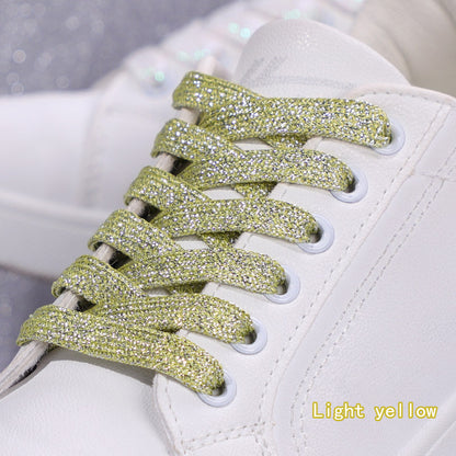 Shiny Flat Glitter Shoelaces Gold Silver Colorful Shoe Strings Athletic Running Sneakers Laces For  12
