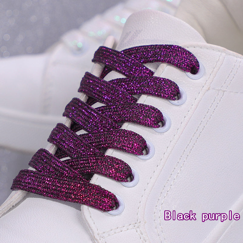 Shiny Flat Glitter Shoelaces Gold Silver Colorful Shoe Strings Athletic Running Sneakers Laces For  15