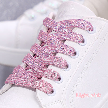 Shiny Flat Glitter Shoelaces Gold Silver Colorful Shoe Strings Athletic Running Sneakers Laces For  17
