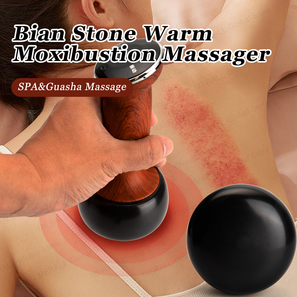 Warm Moxibustion Guasha Tool, Electric Heating Bian Stone Massager, Wireless Hot Compress Body Scraping, Physiotherapy