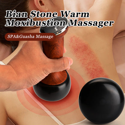 Warm Moxibustion Guasha Tool, Electric Heating Bian Stone Massager, Wireless Hot Compress Body Scraping, Physiotherapy