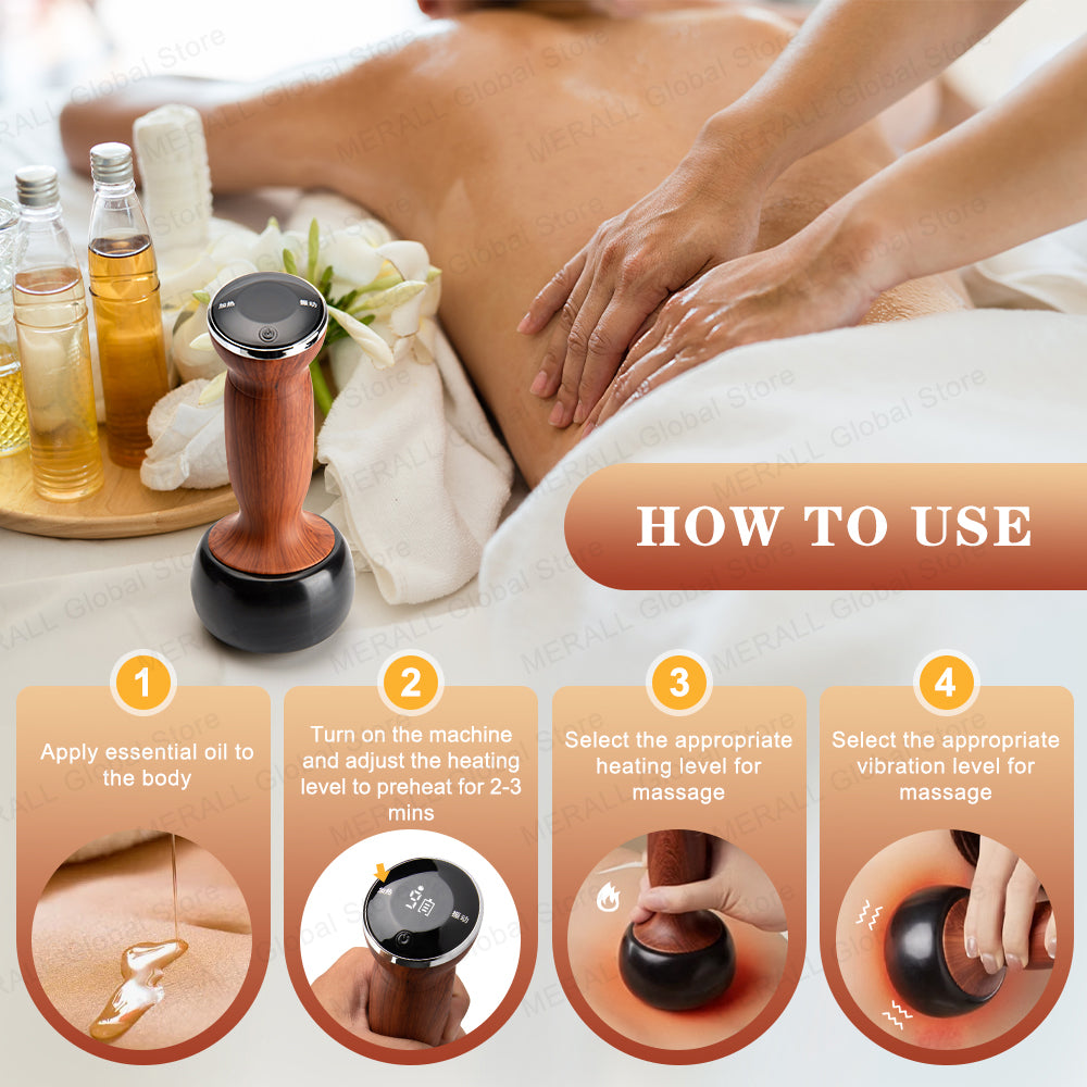 Warm Moxibustion Guasha Tool Electric Heating Bian Stone Massager Wireless Hot Compress Body Scrapi 3