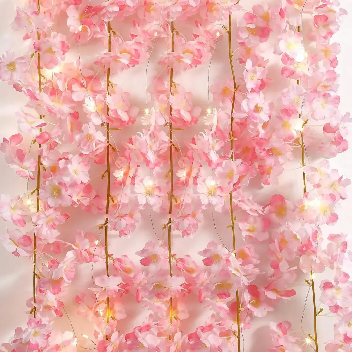 Cherry Blossom String Lights Artificial Flower Garland With Fairy Lights For Wedding Party Bedroom  1