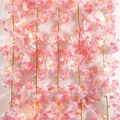 Cherry Blossom String Lights Artificial Flower Garland With Fairy Lights For Wedding Party Bedroom  1