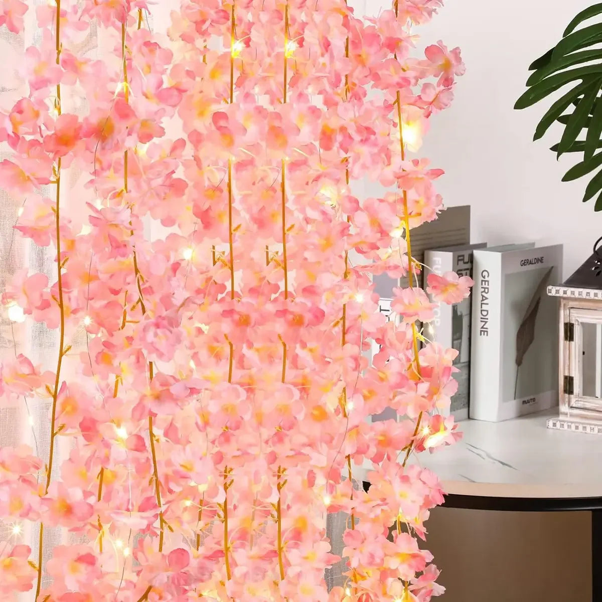 Cherry Blossom String Lights Artificial Flower Garland With Fairy Lights For Wedding Party Bedroom  3