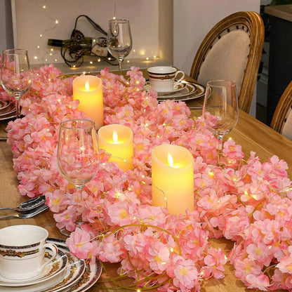 Cherry Blossom String Lights Artificial Flower Garland With Fairy Lights For Wedding Party Bedroom  4