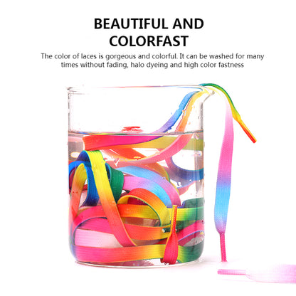 Rainbow Color Flat Shoelaces, Colorful Gradient Shoe Laces, Casual Canvas Shoes, Trendy Printed Shoelace Design