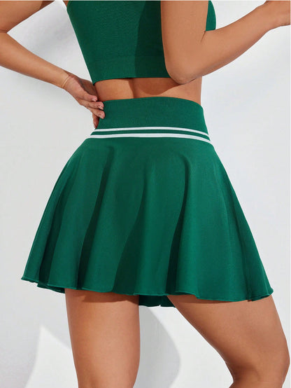 Seamless One Piece Tennis Skirt, Quick Dry Sports Skirt with Four Sided Elastic Feel, Knitted Badminton Skirt