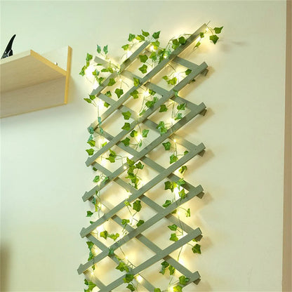 Green Leaf Fake Plants String Light Battery Powered Waterproof Decor For Wall Room Office And Birth 1