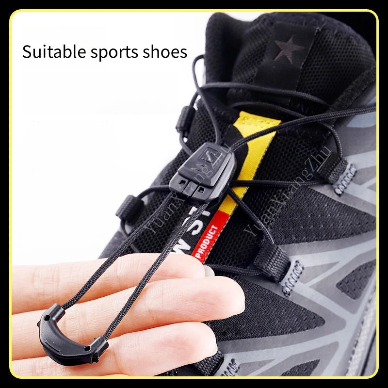 Quality No Tie Shoe Laces, Round Running Sneakers Shoelaces, Black White Tennis Laces for Adults Kids, Shoes Accessories