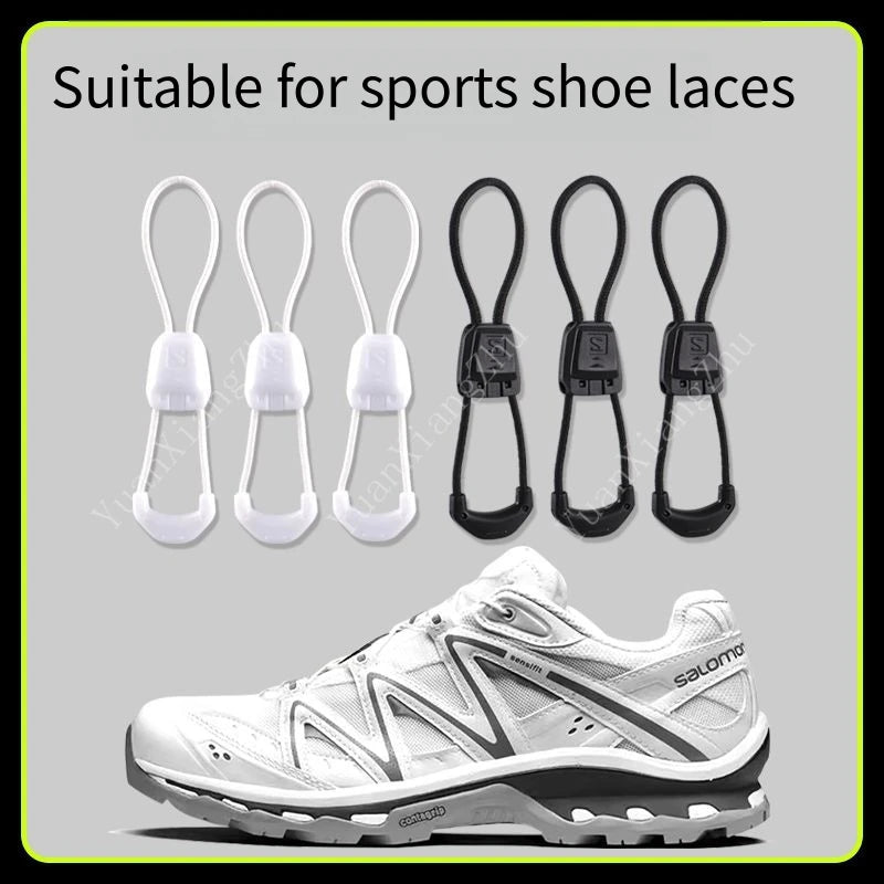 Quality No Tie Shoe Laces, Round Running Sneakers Shoelaces, Black White Tennis Laces for Adults Kids, Shoes Accessories