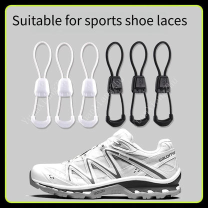 Quality No Tie Shoe Laces, Round Running Sneakers Shoelaces, Black White Tennis Laces for Adults Kids, Shoes Accessories