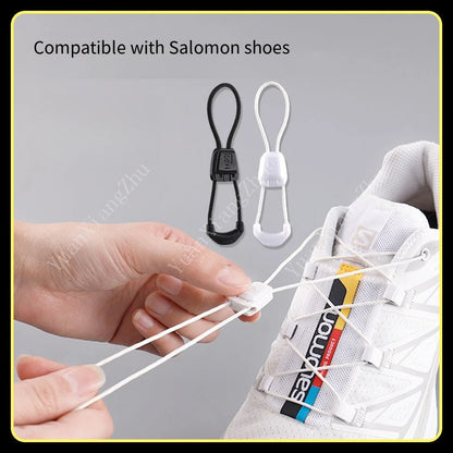Quality No Tie Shoe Laces, Round Running Sneakers Shoelaces, Black White Tennis Laces for Adults Kids, Shoes Accessories
