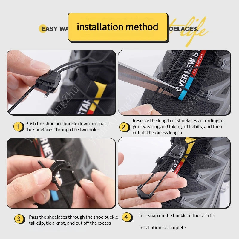 Quality No Tie Shoe Laces, Round Running Sneakers Shoelaces, Black White Tennis Laces for Adults Kids, Shoes Accessories