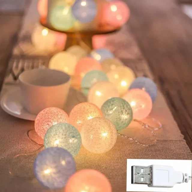 USB Christmas Fairy Lights, LED Ball String, Novelty Lamp Chain for Home, Outdoor, Wedding, Party Decoration