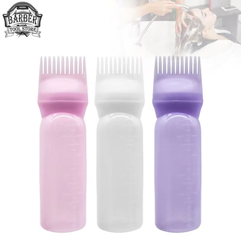 3-Color Salon Hair Oil Applicator Bottles with Comb for Professional Hair Coloring