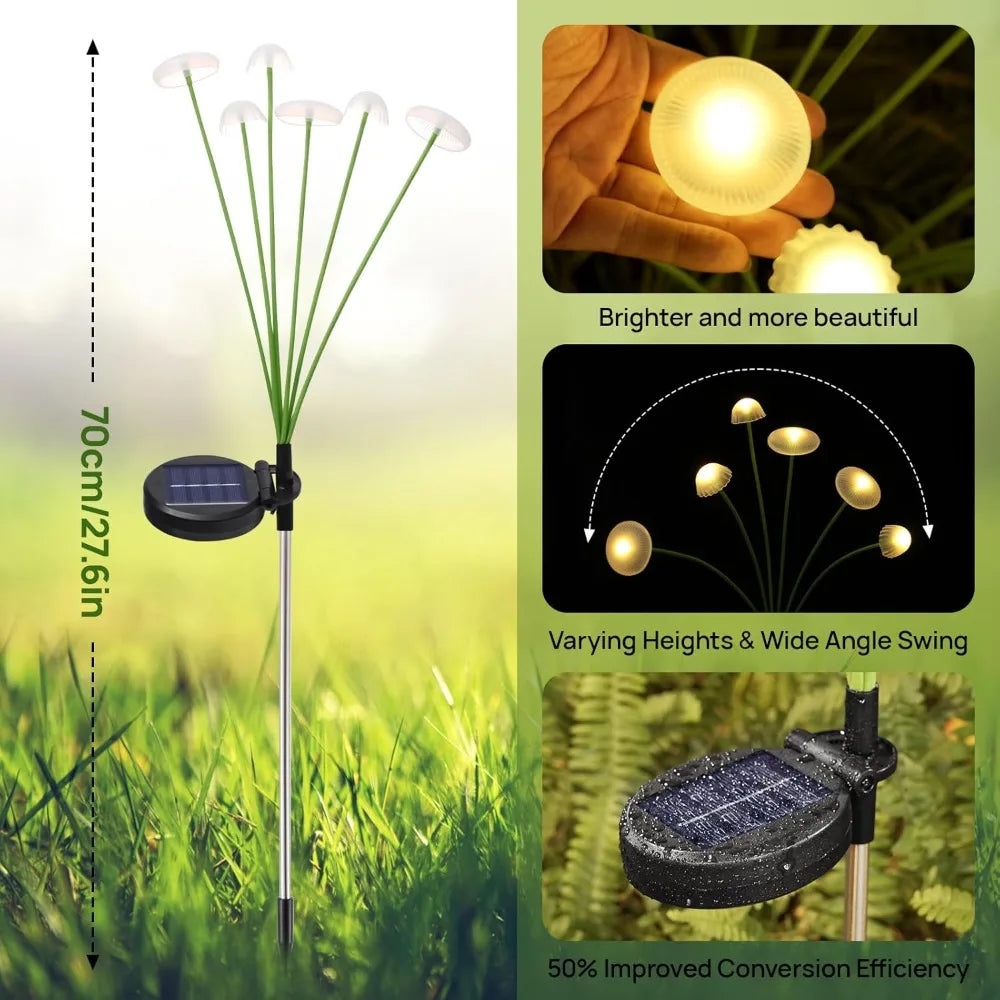 Solar Mushroom Lights, Dual Mode LED, Waterproof Garden Decor, Jellyfish Style for Patio, Yard, and Pathway ambience